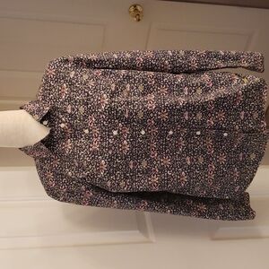 𝅺talbots Plum Floral Bird Print Button Down Shirt